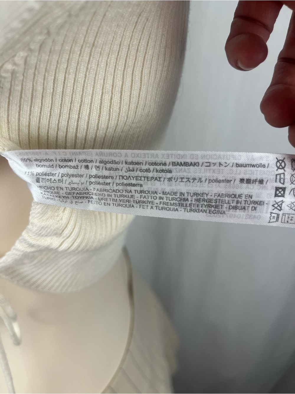 Zara Cream Ribbed Tie-Detail Crop Top Medium - Picture 6 of 6